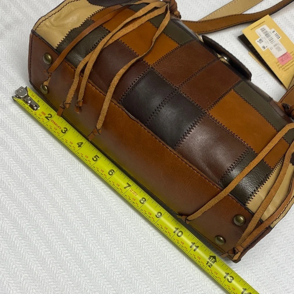 Patricia Nash Rienzo Patchwork Leather Satchel Boho Artisan Western Festival Bag